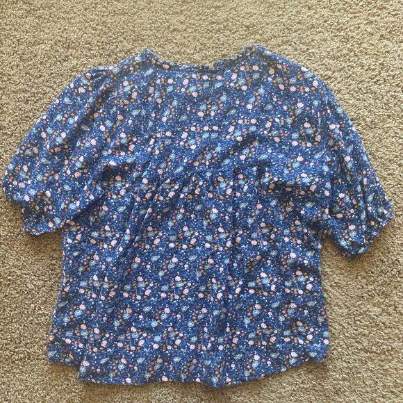 Knox Rose Floral Smocked Flower Keyhole Back Blouse Shirt Top Boho Cottagecore M - Picture 7 of 11
